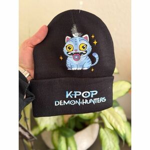 K-Pop Demon Hunters Kids Black Beanie with Cat Design